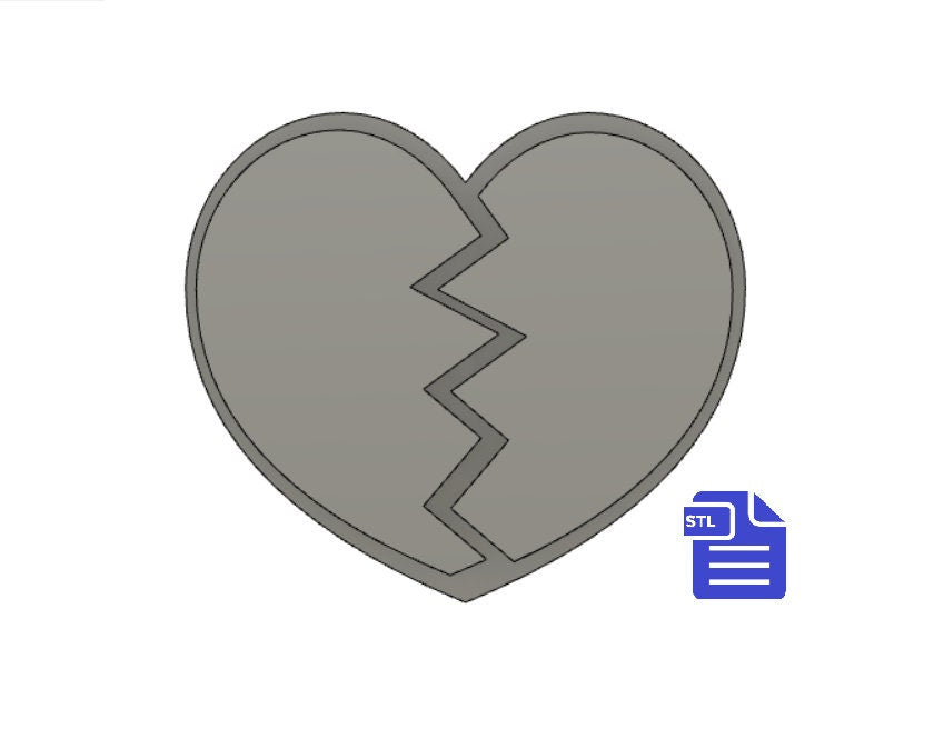 Broken Heart STL File - for 3D printing - FILE ONLY