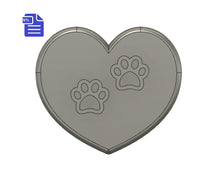 Load image into Gallery viewer, Heart with paws STL File - for 3D printing - FILE ONLY