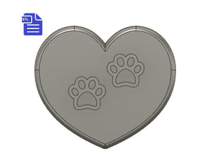 Heart with paws STL File - for 3D printing - FILE ONLY