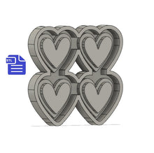 Load image into Gallery viewer, Hearts STL File - for 3D printing - FILE ONLY - with tray to make your own silicone molds - diy freshies mold