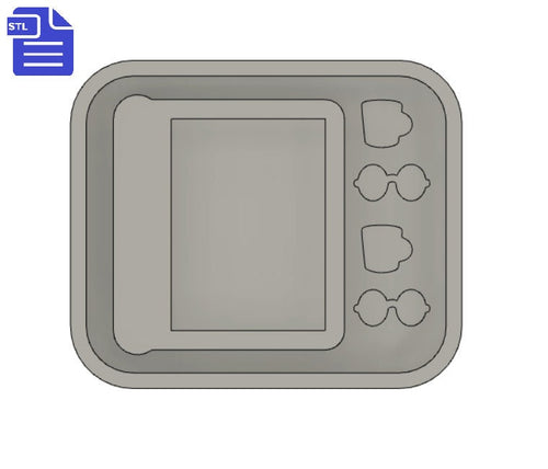 Book Shaker with bits STL File - for 3D printing - FILE ONLY - with tray to make silicone mold - includes mug and glasses shaker bits