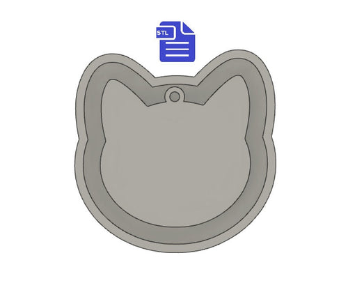 Cat Head with hoop STL File - for 3D printing - FILE ONLY - tray included for silicone mold making - diy freshies mold