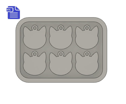 Cat Head with hoop STL File - for 3D printing - FILE ONLY - includes tray to make your own silicone molds - diy freshies mold