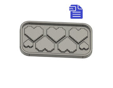Load image into Gallery viewer, Pixel Hearts STL File - for 3D printing - FILE ONLY - includes tray to make your own silicone mold - diy freshies mold