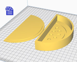 2pc Watermelon Slice Bath Bomb Mold STL File - for 3D printing - FILE ONLY - 2 piece Watermelon Bath Bomb Hand Press Shower Steamer