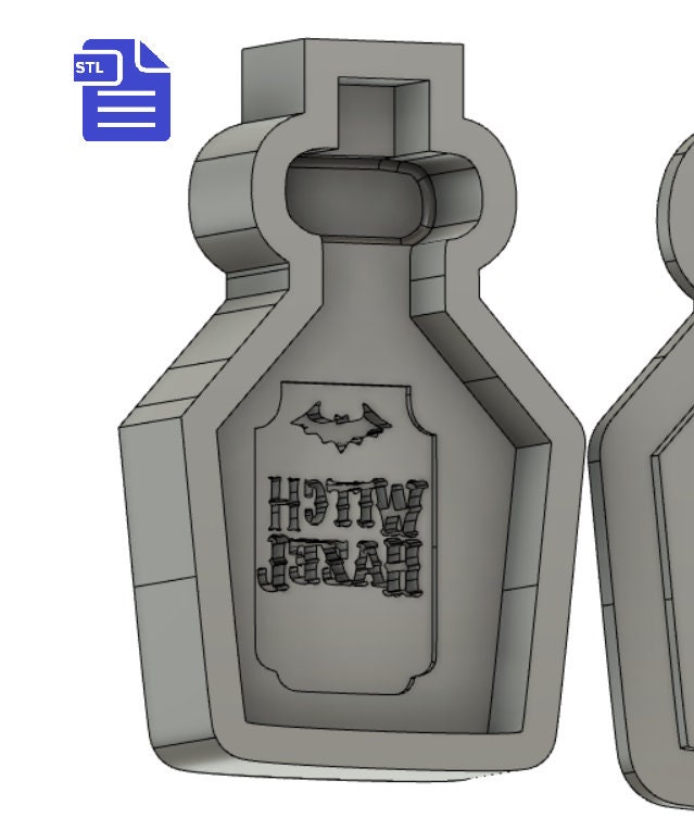 Witch Hazel Bath Bomb Mold STL File - for 3D printing - FILE ONLY - Potion Bottle Bath Bomb Press Shower Steamer