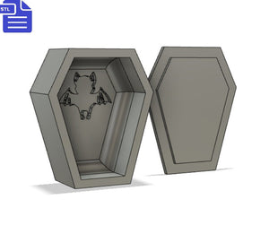 Coffin Bat Bath Bomb Mold STL File - for 3D printing - FILE ONLY - Vampire Coffin Bath Bomb Press Shower Steamer