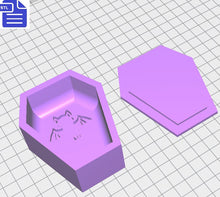Load image into Gallery viewer, Coffin Bat Bath Bomb Mold STL File - for 3D printing - FILE ONLY - Vampire Coffin Bath Bomb Press Shower Steamer
