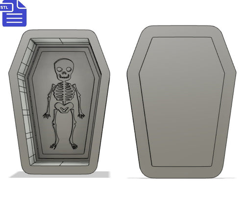 Skeleton Coffin Bath Bomb Mold STL File - for 3D printing - FILE ONLY - Bath Bomb Press Mould Shower Steamer