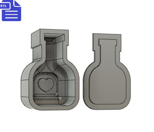 Love Potion Bath Bomb Mold STL File - for 3D printing - FILE ONLY - Love Potion Jar Bath Bomb Press Mould Shower Steamer