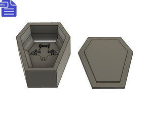 Coffin Bat Bath Bomb Mold STL File - for 3D printing - FILE ONLY - Vampire Coffin Bath Bomb Press Shower Steamer