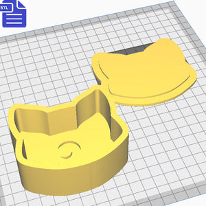Crescent Cat Bath Bomb Mold STL File - for 3D printing - FILE ONLY - Bath Bomb Press Mould - Moon Cat Head Trinket Dish - Jewelry Box Tray