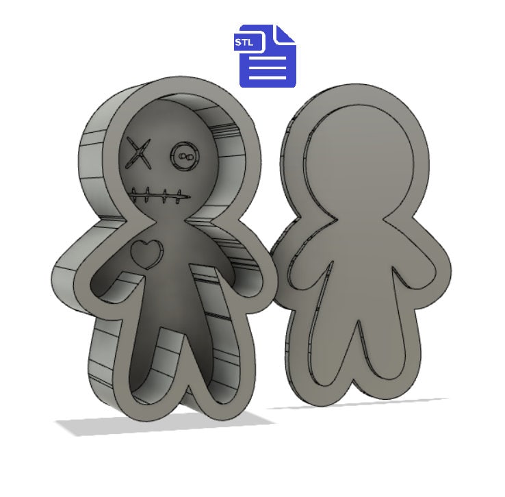 Voodoo Doll Bath Bomb Mold STL File - for 3D printing - FILE ONLY - Bath Bomb Press Mould Shower Steamer