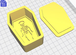 Skeleton Coffin Bath Bomb Mold STL File - for 3D printing - FILE ONLY - Bath Bomb Press Mould Shower Steamer
