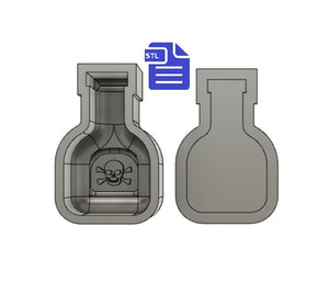 Poison Bottle Bath Bomb Mold STL File - for 3D printing - FILE ONLY - Poison Potion Jar Bath Bomb Press Mould Shower Steamer
