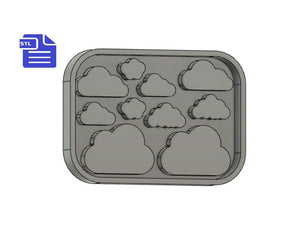Clouds STL File - for 3D printing - FILE ONLY - tray included to make silicone molds - diy freshies mold