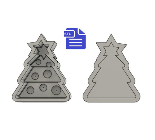 Christmas Tree Bath Bomb Mold STL File - for 3D printing - FILE ONLY - Xmas Tree with baubles Bath Bomb Press Mould Shower Steamer