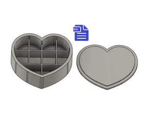 Heart Snap Bar Mold STL File - for 3D printing - FILE ONLY - Heart Snap Bar Bath Bomb Mold - Shower Steamer - Snap Bar Mold