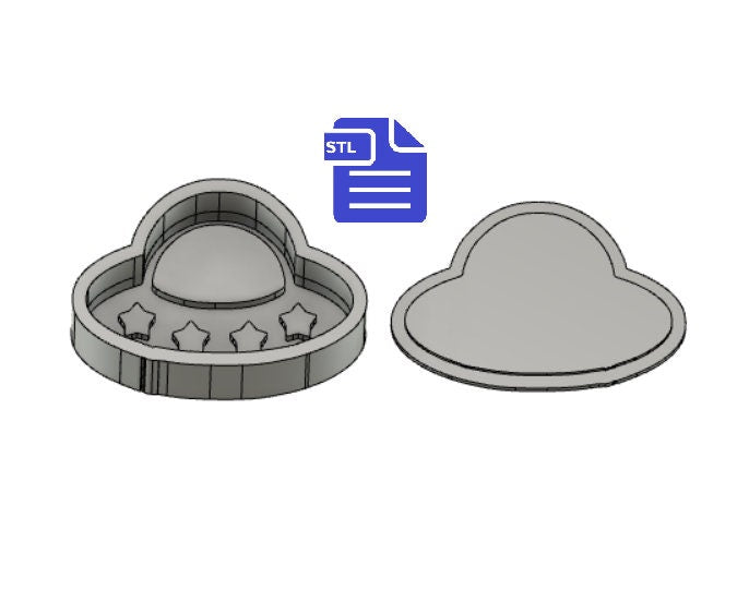 ufo Bath Bomb Mold STL File - for 3D printing - FILE ONLY - Spaceship Bath Bomb Press - Shower Steamer - Aliens & Space