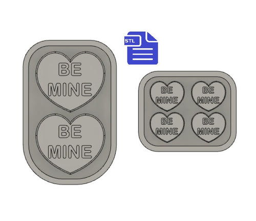 Be Mine Hearts STL File - for 3D printing - FILE ONLY - with tray to make silicone molds - diy freshies mold