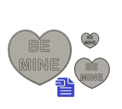 Be Mine Hearts STL File - for 3D printing - FILE ONLY - includes a deep size ideal to make bath bomb or soap molds