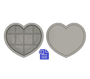 Heart Snap Bar Mold STL File - for 3D printing - FILE ONLY - Heart Snap Bar Bath Bomb Mold - Shower Steamer - Snap Bar Mold