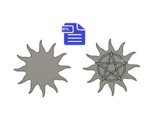 Load image into Gallery viewer, Bohemian Sun STL File - for 3D printing - FILE ONLY - Boho Sun with Pentacle