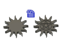 Load image into Gallery viewer, Bohemian Sun STL File - for 3D printing - FILE ONLY - Boho Sun with Pentacle