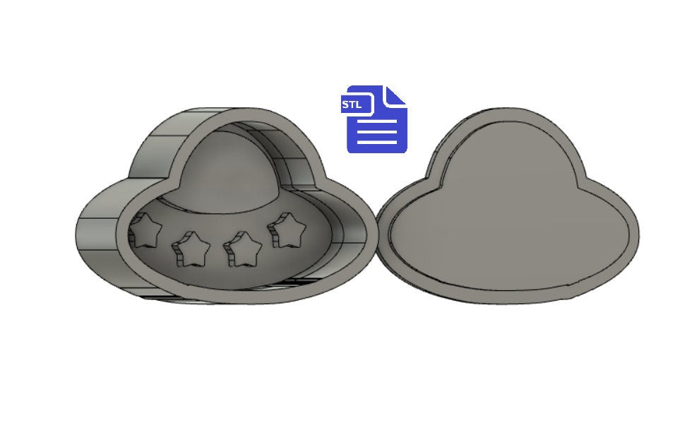 ufo Bath Bomb Mold STL File - for 3D printing - FILE ONLY - Spaceship Bath Bomb Press - Shower Steamer - Aliens & Space