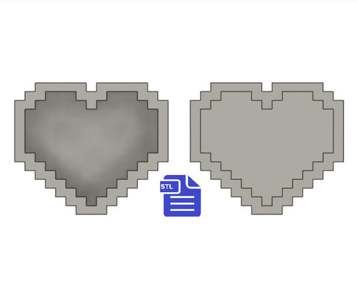 Pixel Heart Bath Bomb Mold STL File - for 3D printing - FILE ONLY - Bit Heart Trinket Dish - Shower Steamer Mould - Bath Bomb Press - Tray