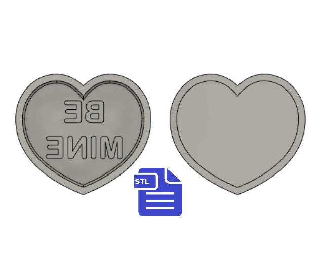 Be Mine Bath Bomb Mold STL File - for 3D printing - FILE ONLY - Heart Bath Bomb Press - Shower Steamer Mold
