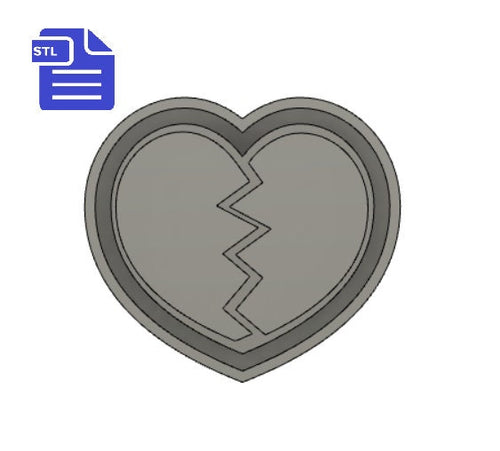 Broken Heart Mold Tray STL File - for 3D printing - FILE ONLY - with tray for silicone mold making - diy freshies mold