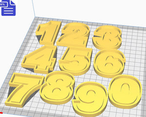Number Silicone Mold Tray STL File - for 3D printing - FILE ONLY - Individual Numbers with tray to make silicone molds - diy freshies mold
