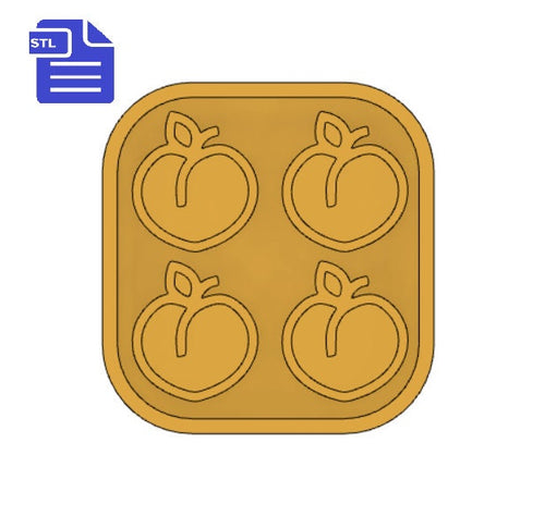 Peach Mold Tray STL File - for 3D printing - FILE ONLY - with tray for silicone mold making - diy freshies mold