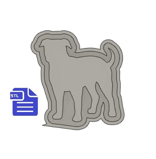 American Bulldog Silhouette Mold Tray STL File - for 3D printing - FILE ONLY - with tray for silicone mold making - diy freshies mold