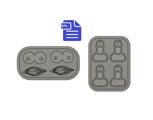 Boobs Vagina Penis Mold Tray STL File - for 3D printing - FILE ONLY - to make your own silicone mold - diy freshies mold