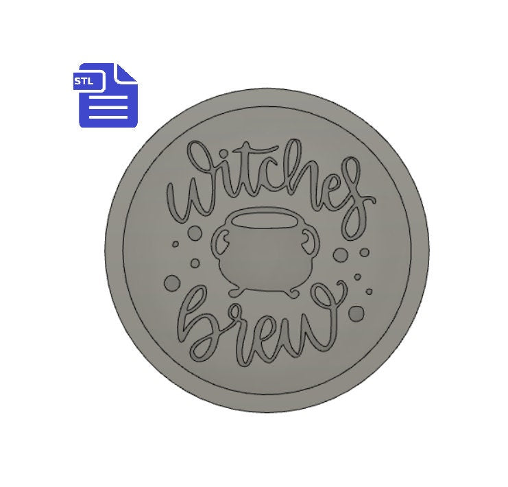 Witches Brew Coaster STL File - for 3D printing - FILE ONLY - Witchy Coaster - Digital Download