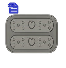 Load image into Gallery viewer, Heart Bandage Mold Tray STL File - for 3D printing - FILE ONLY - with tray to make silicone molds - diy freshies mold