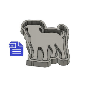 American Bulldog Silhouette Mold Tray STL File - for 3D printing - FILE ONLY - with tray for silicone mold making - diy freshies mold