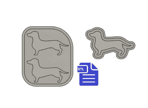 Dachshund Silhouette Mold Tray STL File - for 3D printing - FILE ONLY - with tray to make silicone molds - diy freshies mold