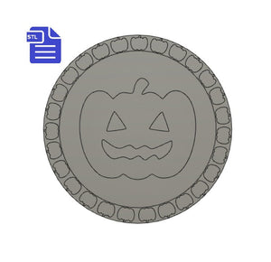 Pumpkin Coaster STL File - for 3D printing - FILE ONLY - Halloween