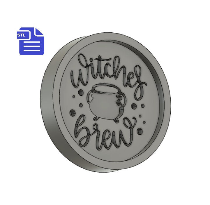 Witches Brew Coaster STL File - for 3D printing - FILE ONLY - Witchy Coaster - Digital Download