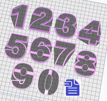 Load image into Gallery viewer, Numbers Full Set Cookie Cutter STL File - for 3D printing - FILE ONLY - Digital Download - numbers from 0 to 9
