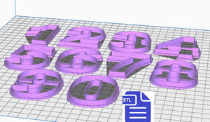 Numbers Full Set Cookie Cutter STL File - for 3D printing - FILE ONLY - Digital Download - numbers from 0 to 9