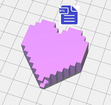 Load image into Gallery viewer, Pixel Heart Straw Topper STL File - for 3D printing - FILE ONLY - Instant Digital Download