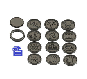 3 Part Zodiac Signs Bath Bomb Mold STL File - for 3D printing - FILE ONLY - Star Symbols Bath Bomb Press - Shower Steamer Disc Bar Mold