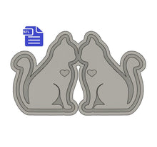 Load image into Gallery viewer, Sitting Cats Silhouette Mould Tray STL File - for 3D printing - FILE ONLY - tray included for silicone mold making - diy freshies mold