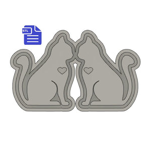 Sitting Cats Silhouette Mould Tray STL File - for 3D printing - FILE ONLY - tray included for silicone mold making - diy freshies mold