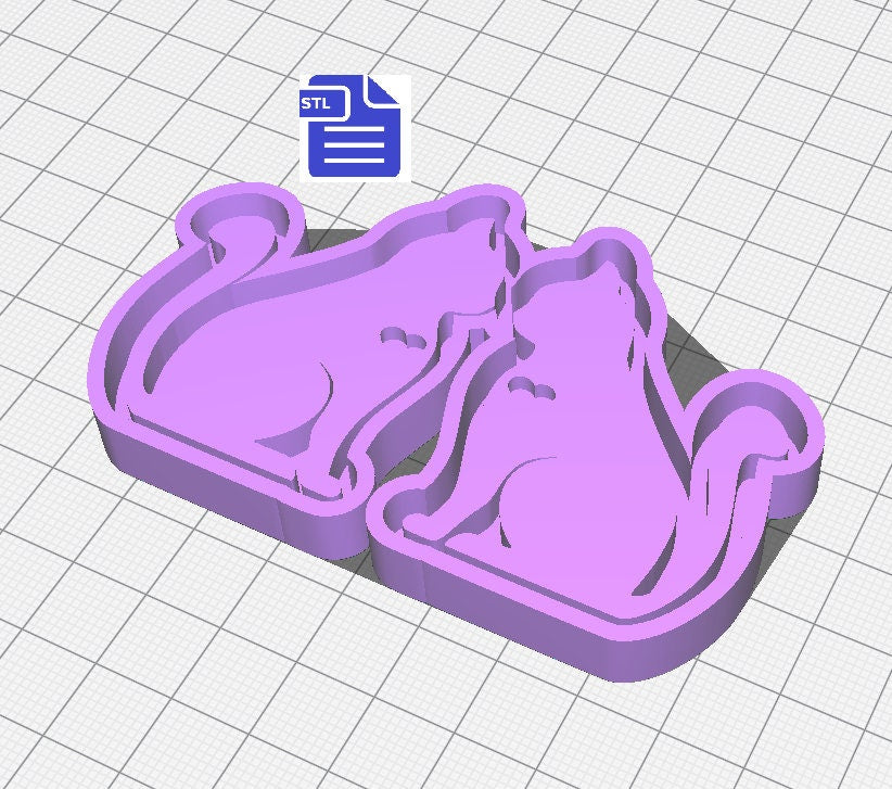 Sitting Cats Silhouette Mould Tray STL File - for 3D printing - FILE ONLY - tray included for silicone mold making - diy freshies mold