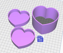 Load image into Gallery viewer, Valentine Bath Bomb Mold STL File - for 3D printing - FILE ONLY - Heart Bath Bomb Press Mould - 3 piece mold with 8 face inserts - 9 in 1